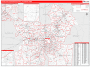 Charlotte-Concord-Gastonia Metro Area Wall Map Red Line Style